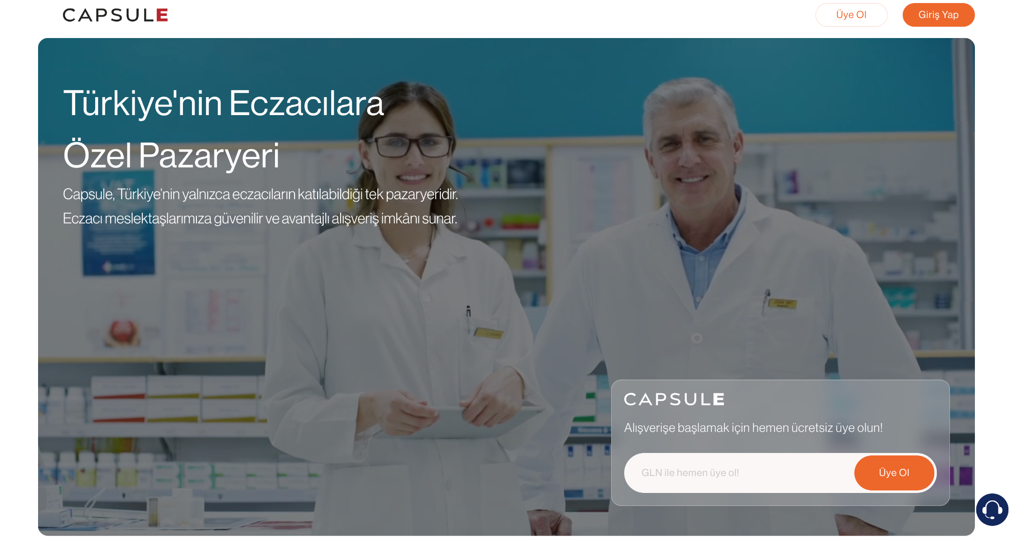 Capsule — homepage and live platform experience